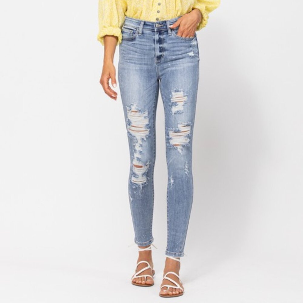 Judy Blue Bleach Splash Destroyed Skinny- 82293- NWT - SZ 20W